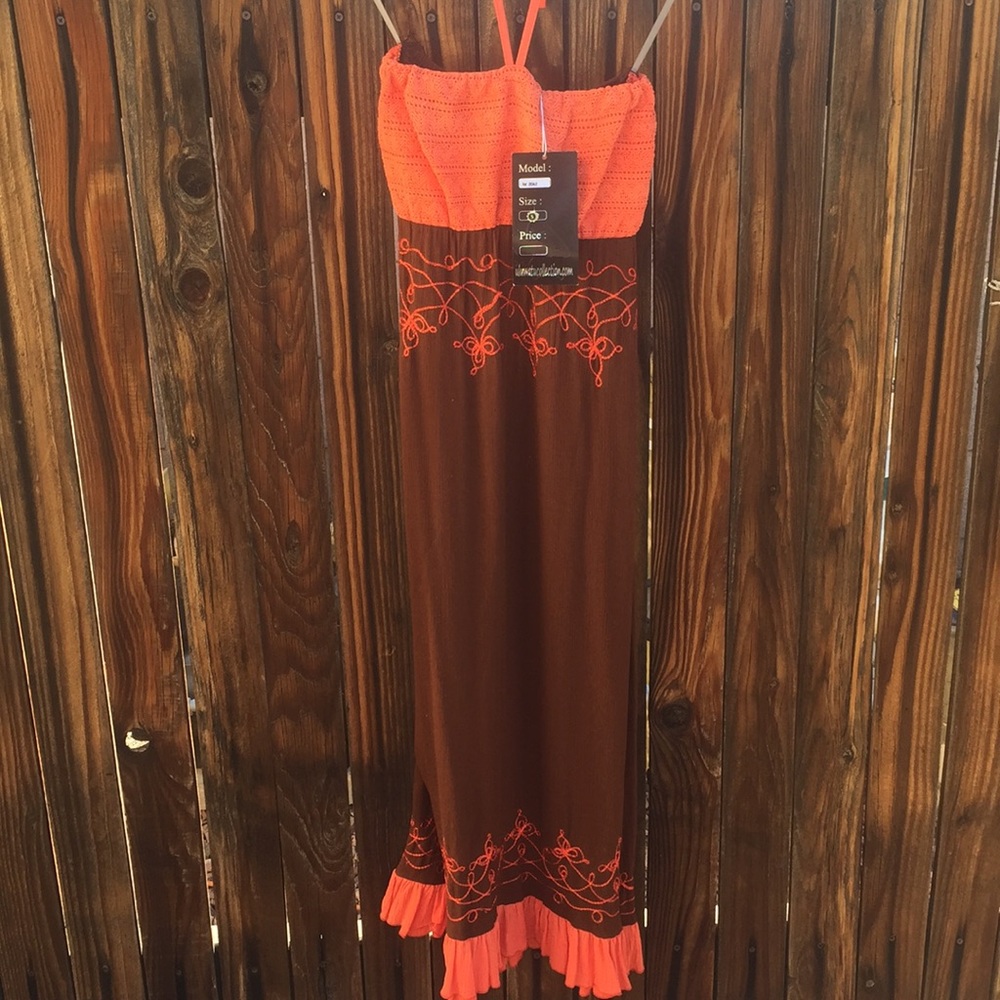 Brown and orange dress